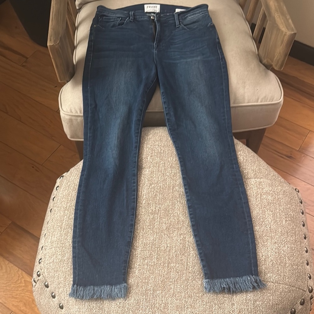Frame Denim Blue Cropped Ankle Jeans